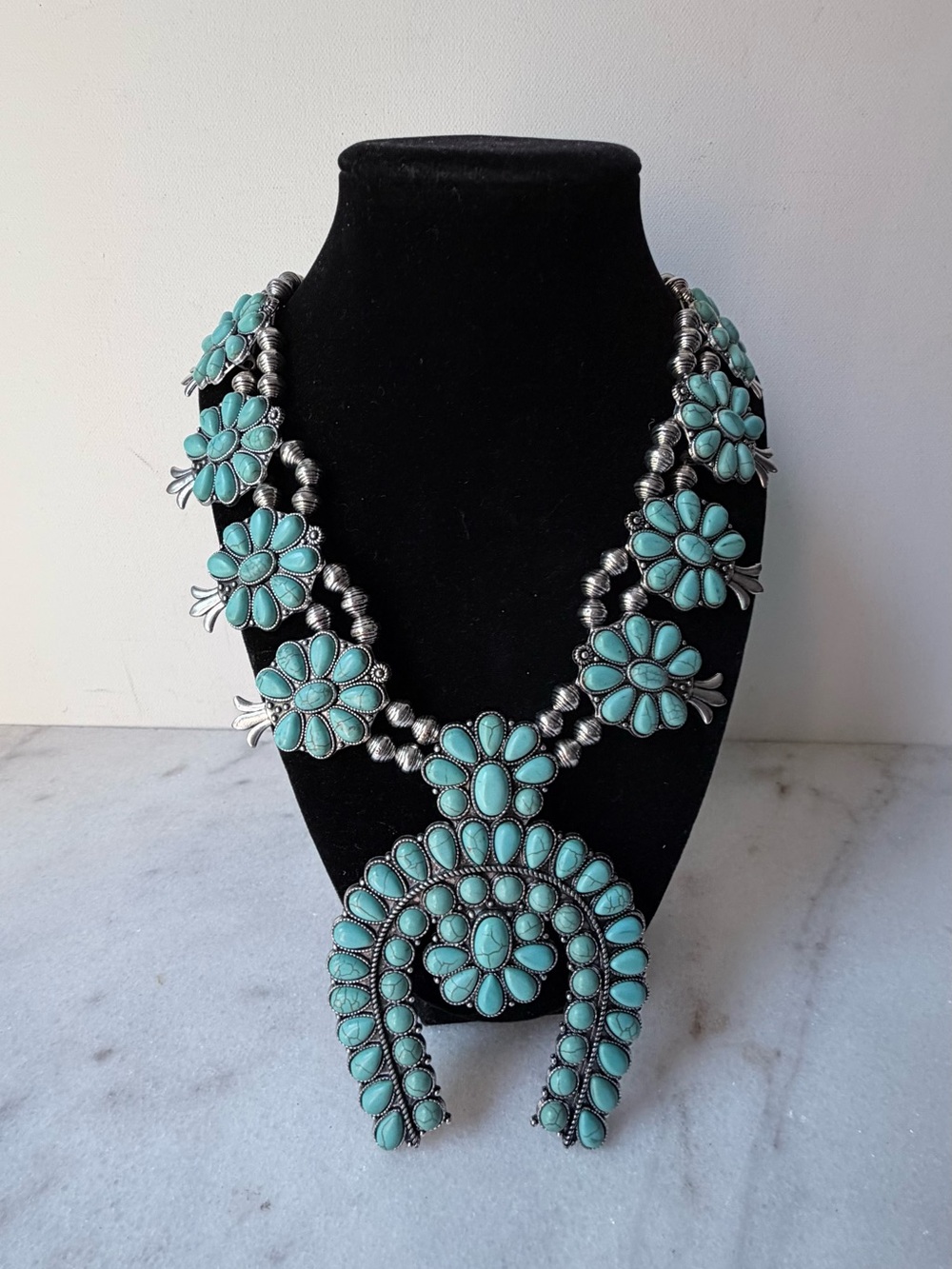 Western Squash Blossom Statement Necklace Western Naja pendant - Picture 2 of 8